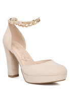 Women's beige interchangeable ankle strap platform sandals for stylish occasions