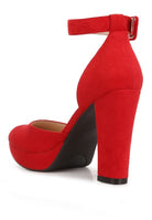 Women's red suede interchangeable ankle strap platform sandals for stylish occasions
