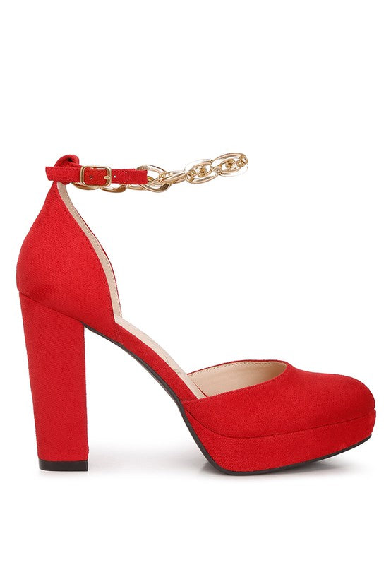 Rag Company red interchangeable ankle strap platform sandals for stylish occasions
