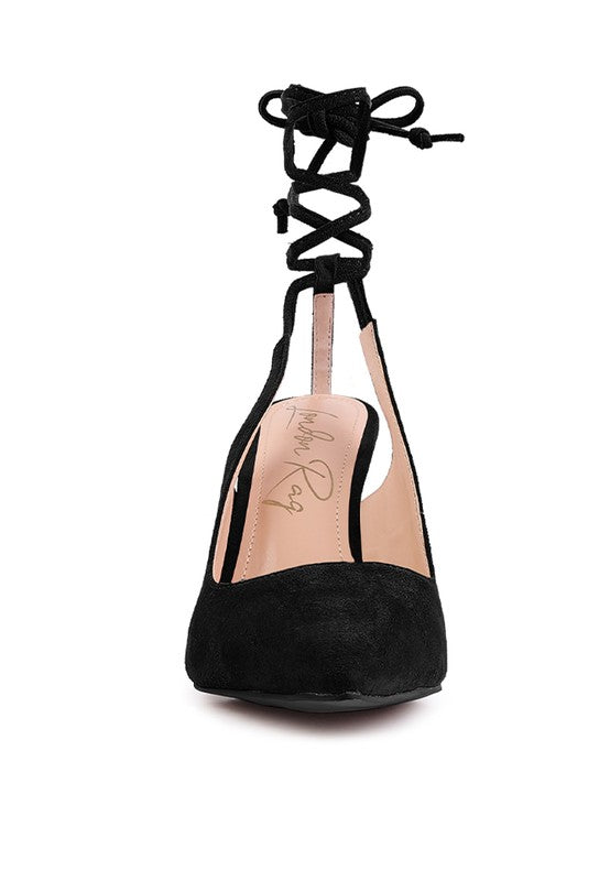 Black lace up cut out sandals for women, stylish and versatile