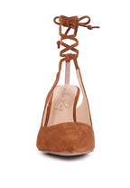 Rag Company lace up cut out sandals for women in brown suede