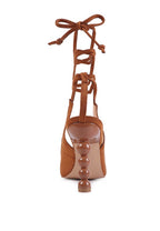 Women's lace up cut out sandals for women in brown suede, perfect for summer outings