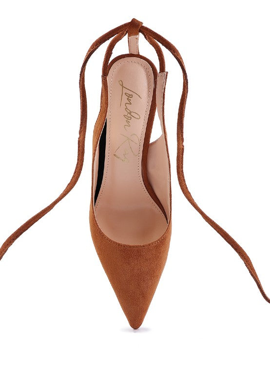 Rag Company lace up cut out sandals for women in brown suede