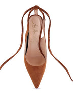 Rag Company lace up cut out sandals for women in brown suede