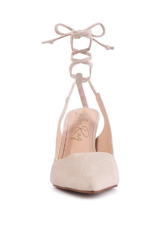 Beige lace up cut out sandals for women, stylish and comfortable