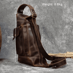 Stylish leather travel backpack for men with adjustable straps and multiple pockets