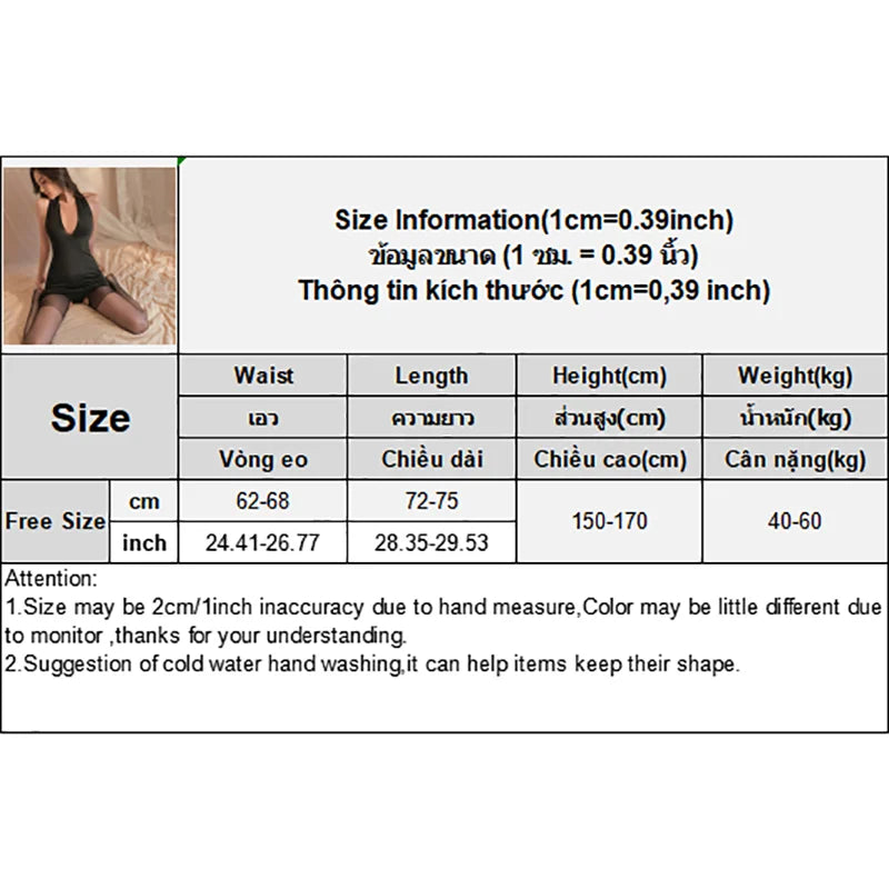 Size chart for little black dress for night out showing waist, length, height, and weight measurements