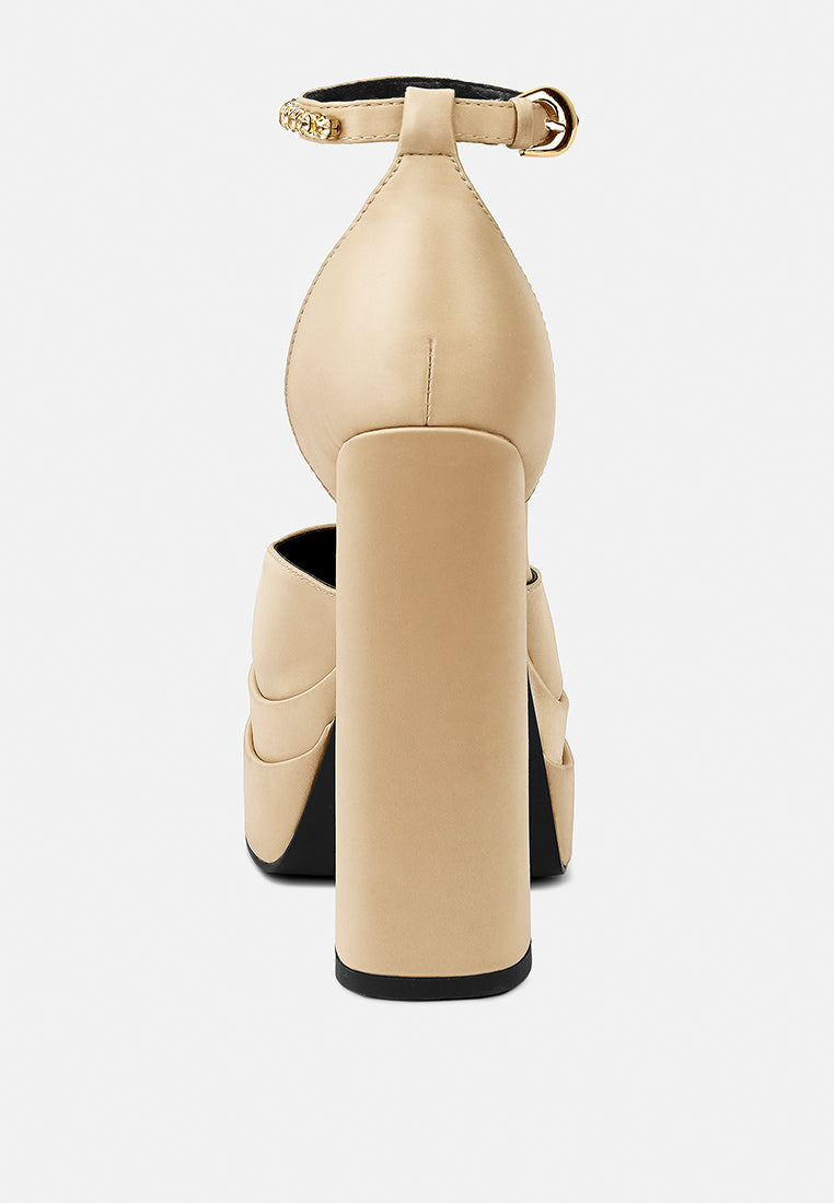 London Rag Martini sky high platform sandals in beige with thick block heel for stylish elevation