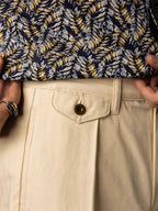 Men's high rise wide leg trousers in beige for casual wear