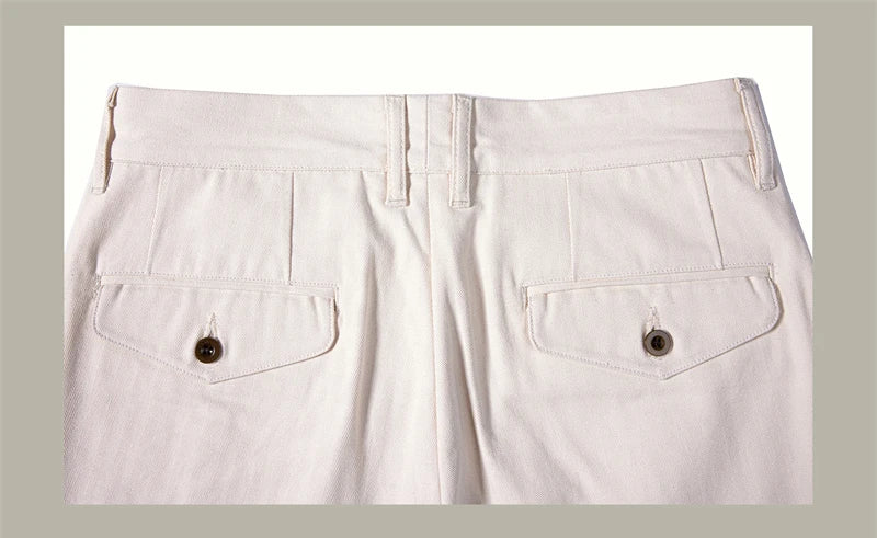 Men's high rise wide leg trousers in cream, perfect for casual outings