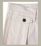 Men's high rise wide leg trousers in cream, perfect for casual outings