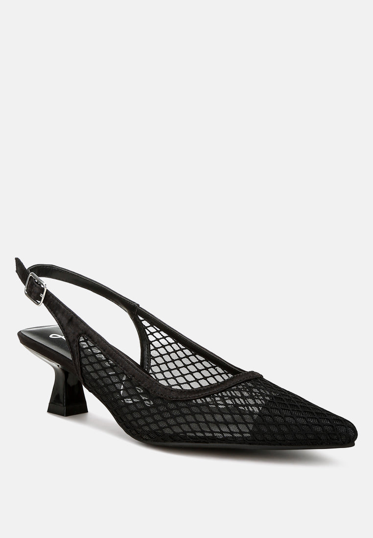 London Rag International mesh pointed toe mules with slingback design and stylish low heel