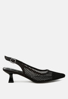 London Rag International mesh pointed toe mules in black with a stylish slingback design