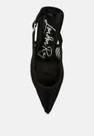 London Rag International Black Mesh Pointed Toe Mules with Slingback Design for Stylish Comfort