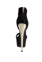 Women's black metal band high heeled sandals for formal occasions