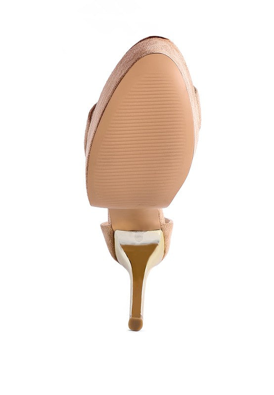 Rag Company metal band high heeled sandals in nude for elegant occasions