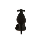 Women's black microfiber stiletto heel sandals for stylish events