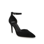Black microfiber stiletto heel sandals for elegant occasions