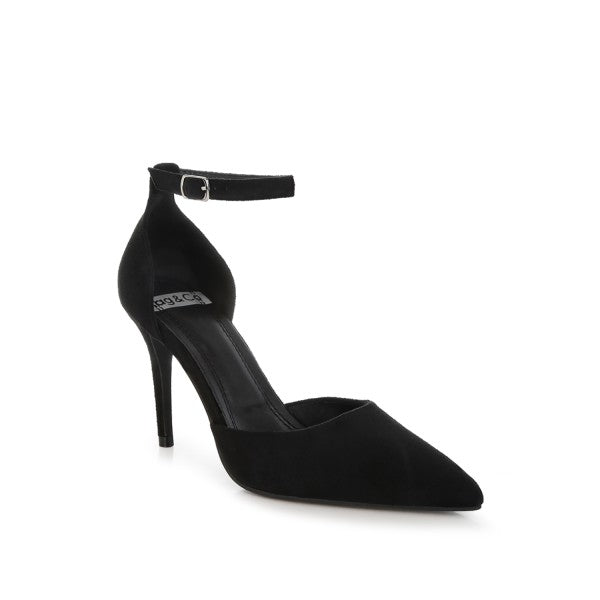 Black microfiber stiletto heel sandals for elegant occasions