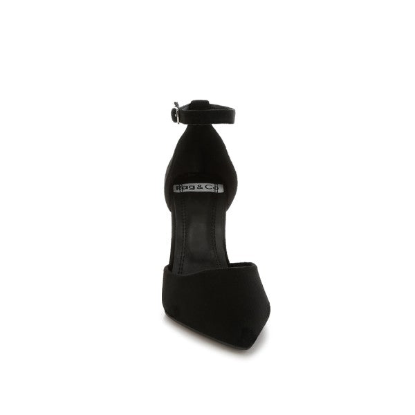 Women's black microfiber stiletto heel sandals for elegant occasions