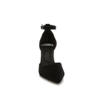 Women's black microfiber stiletto heel sandals for elegant occasions