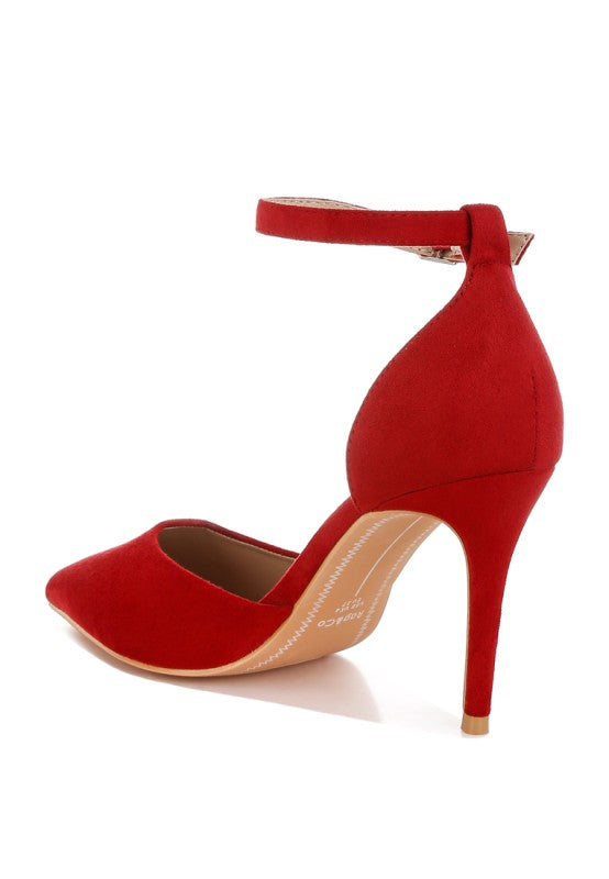 Women's red microfiber stiletto heel sandals for elegant occasions
