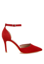 Women's red microfiber stiletto heel sandals for elegant occasions