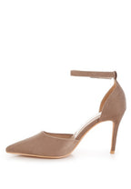 Women's beige microfiber stiletto heel sandals for elegant occasions