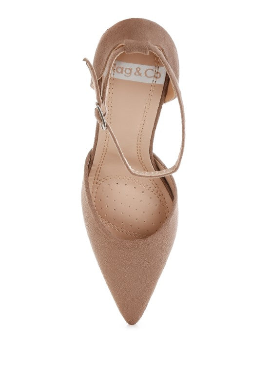 Rag Company beige microfiber stiletto heel sandals for stylish occasions