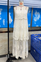 Women's white lace maxi dress for summer outings and special occasions