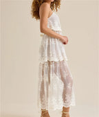 Women's white lace maxi dress, perfect for summer vacations