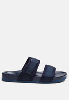 London Rag International women's nautic casual platform slides in navy blue with adjustable straps