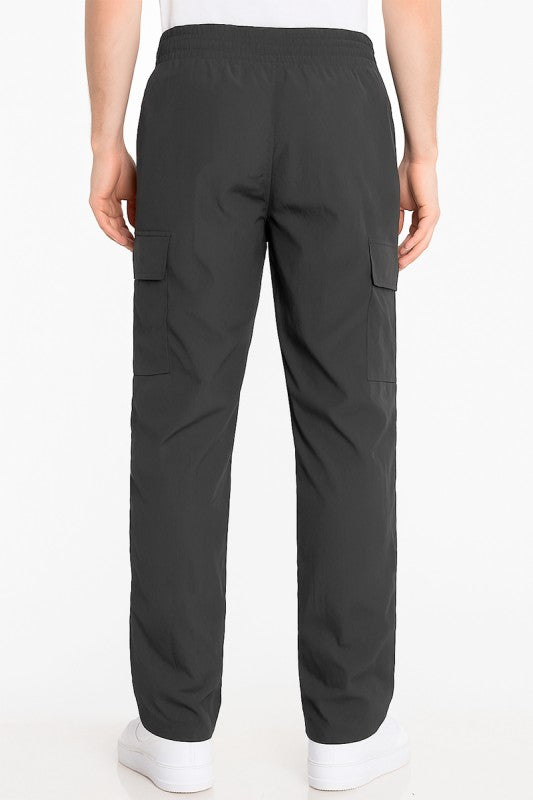 Men's nylon cargo pants for men, versatile gray style for casual wear