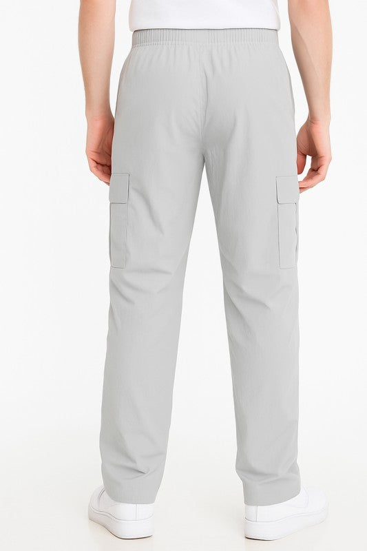 Men's gray nylon cargo pants for men, perfect for casual wear