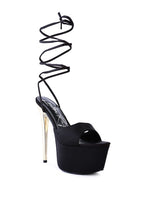 Rag Company black platform lace-up heel sandals for stylish occasions