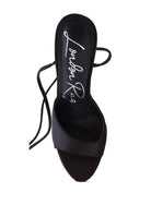 Women's black platform lace-up heel sandals for stylish outings