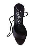 Women's black platform lace-up heel sandals for stylish outings
