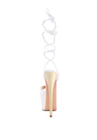 Women's white platform lace-up heel sandals for stylish occasions
