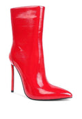 Rag Company red bottom high heel shoes, glossy leather ankle boots