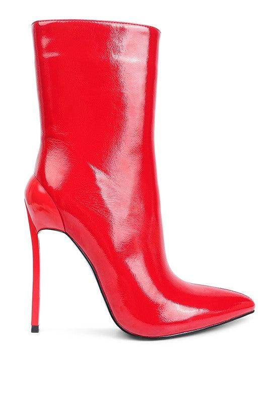 Rag Company red bottom high heel shoes, glossy finish, stylish boots