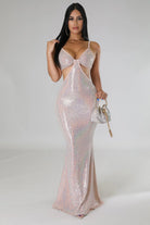 Sexy vacation maxi dress by VacationGrabs with shimmering fabric and cutout design for women