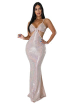 VacationGrabs sexy vacation maxi dress with shimmering fabric and cutout design for women