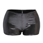 Shimmer high waisted shorts women in sleek black for stylish summer outfits