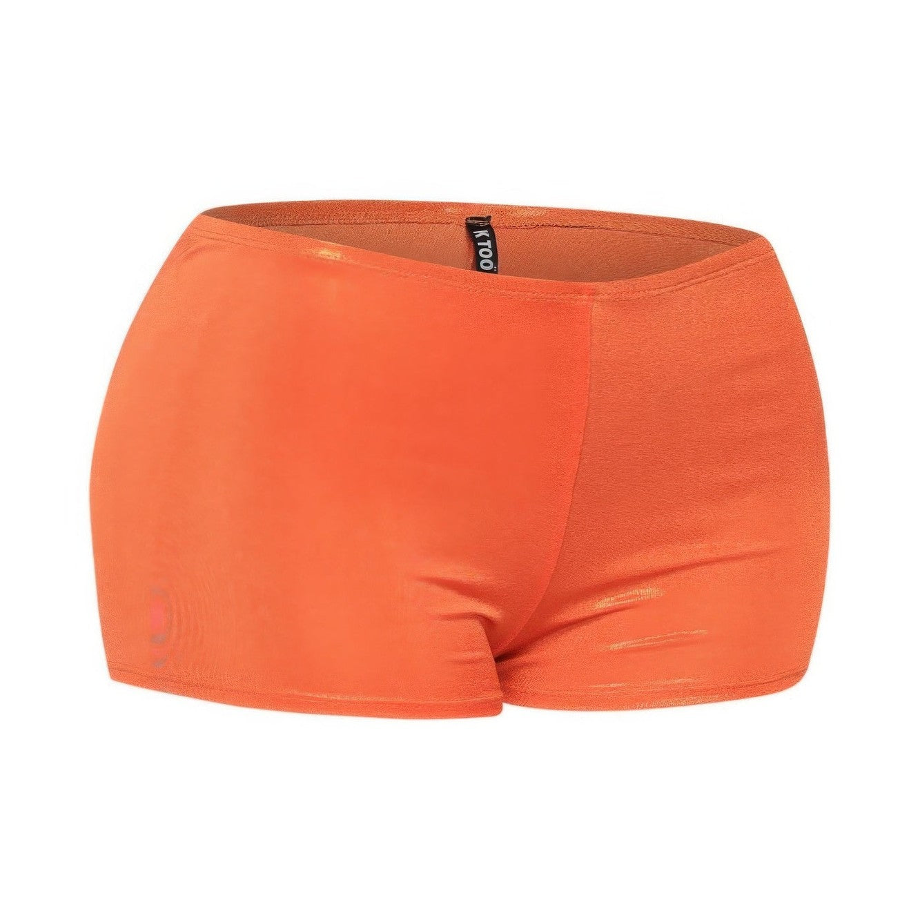 Shimmer high waisted shorts women in vibrant orange for stylish summer wear