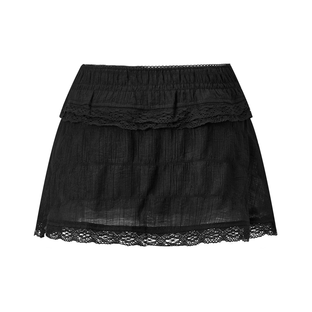 women's black mini skirt, lightweight fabric for summer styling