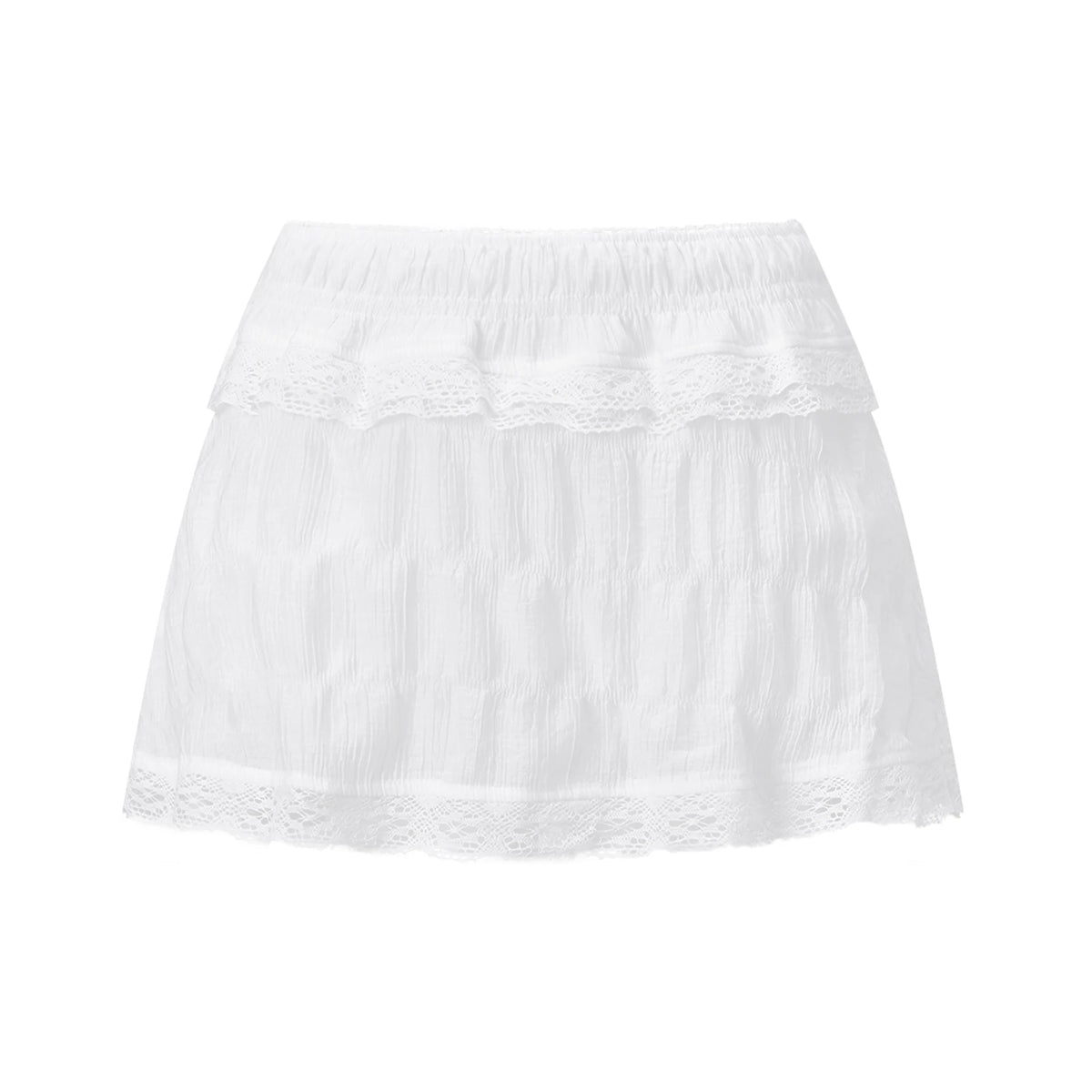 White lace mini skirt, perfect for summer outings