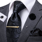 Black paisley tie silk, perfect for formal occasions or business wear