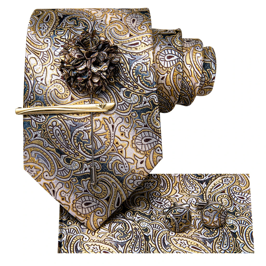 Men's paisley patterned tie silk, elegant accessory for formal occasions
