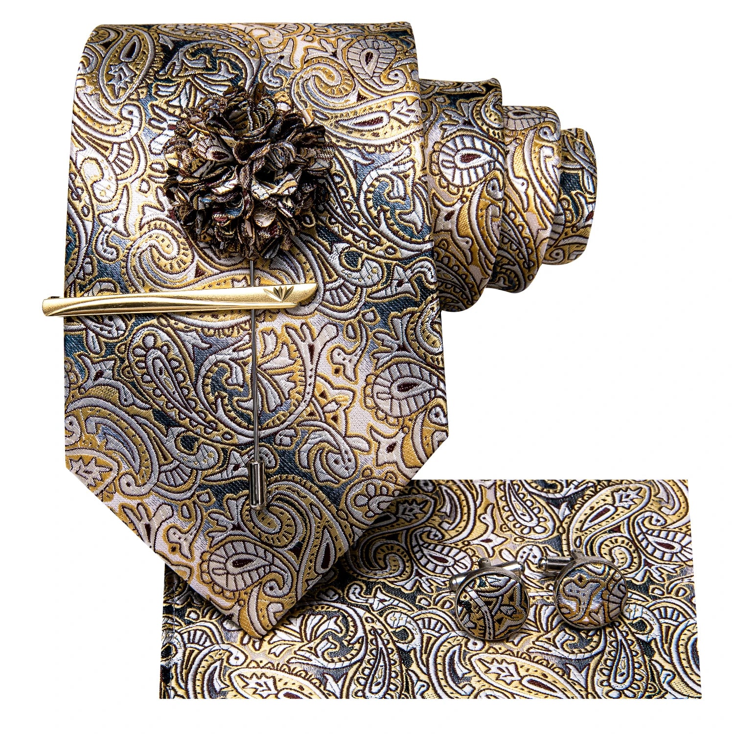 Men's paisley patterned tie silk, elegant accessory for formal occasions