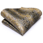 Elegant paisley tie silk in gold and silver for formal occasions